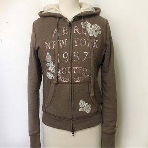 Aeropostale Brown/Pink Zip-Up Jacket